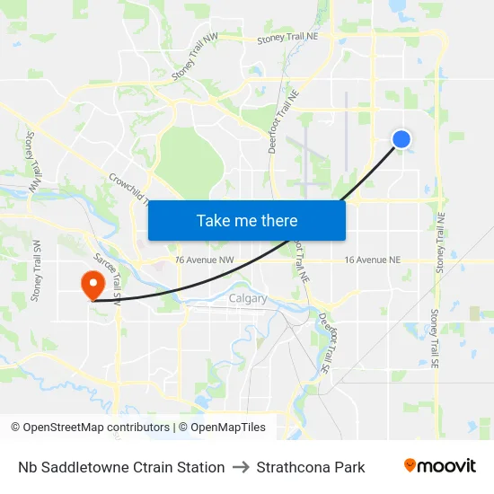 Nb Saddletowne Ctrain Station to Strathcona Park map