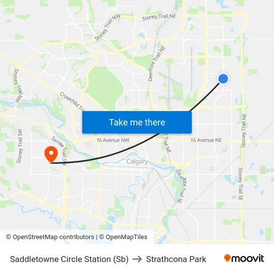 Saddletowne Circle Station (Sb) to Strathcona Park map
