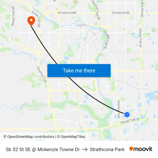 Sb 52 St SE @ Mckenzie Towne Dr to Strathcona Park map