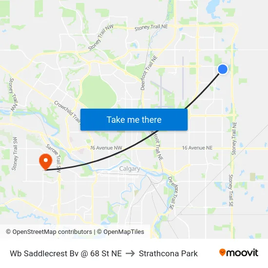 Wb Saddlecrest Bv @ 68 St NE to Strathcona Park map