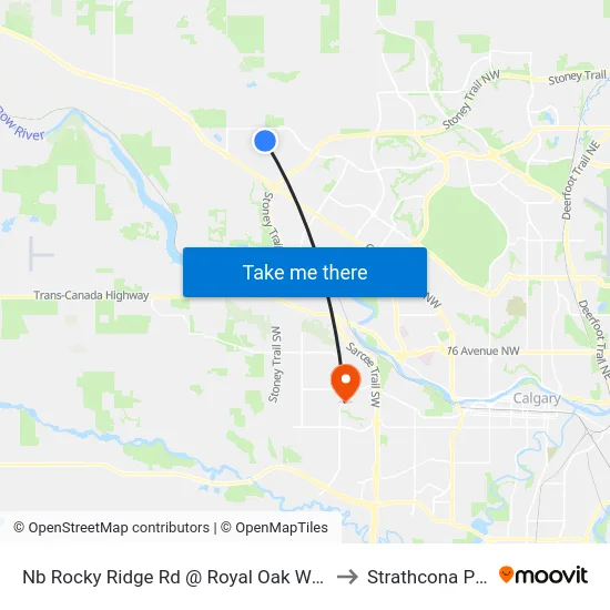 Nb Rocky Ridge Rd @ Royal Oak Wy NW to Strathcona Park map