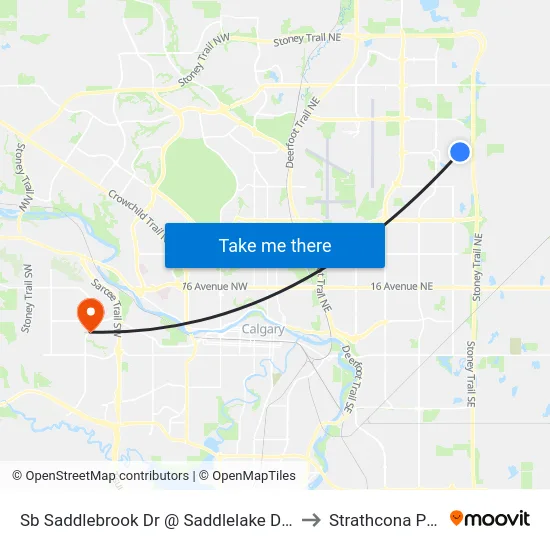 Sb Saddlebrook Dr @ Saddlelake Dr NE to Strathcona Park map