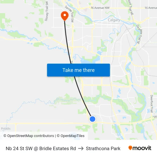 Nb 24 St SW @ Bridle Estates Rd to Strathcona Park map