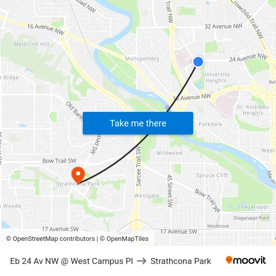 Eb 24 Av NW @ West Campus Pl to Strathcona Park map