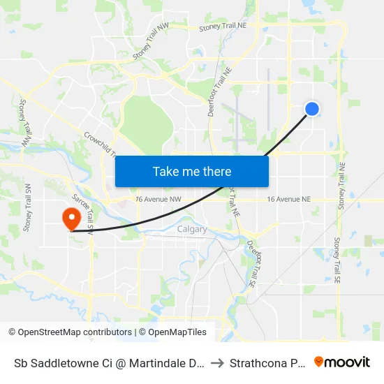 Sb Saddletowne Ci @ Martindale Dr NE to Strathcona Park map