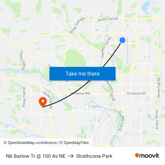 Nb Barlow Tr @ 100 Av NE to Strathcona Park map