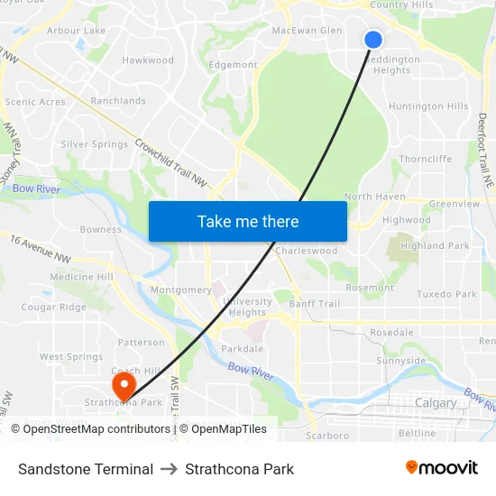 Sandstone Terminal to Strathcona Park map
