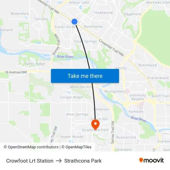 Crowfoot Lrt Station to Strathcona Park map