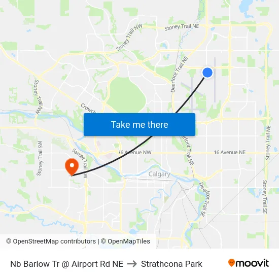 Nb Barlow Tr @ Airport Rd NE to Strathcona Park map