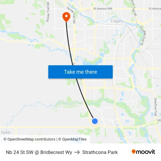 Nb 24 St SW @ Bridlecrest Wy to Strathcona Park map