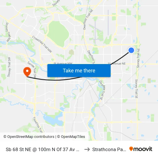 Sb 68 St NE @ 100m N Of 37 Av NE to Strathcona Park map