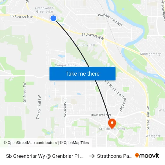 Sb Greenbriar Wy @ Grenbriar Pl NW to Strathcona Park map