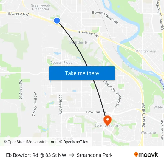 Eb Bowfort Rd @ 83 St NW to Strathcona Park map