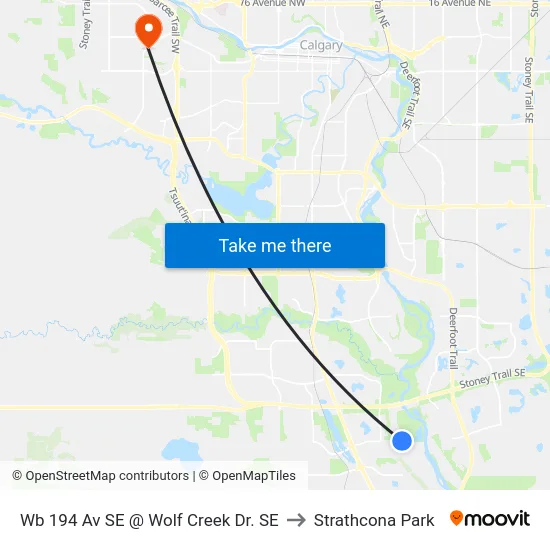 Wb 194 Av SE @ Wolf Creek Dr. SE to Strathcona Park map
