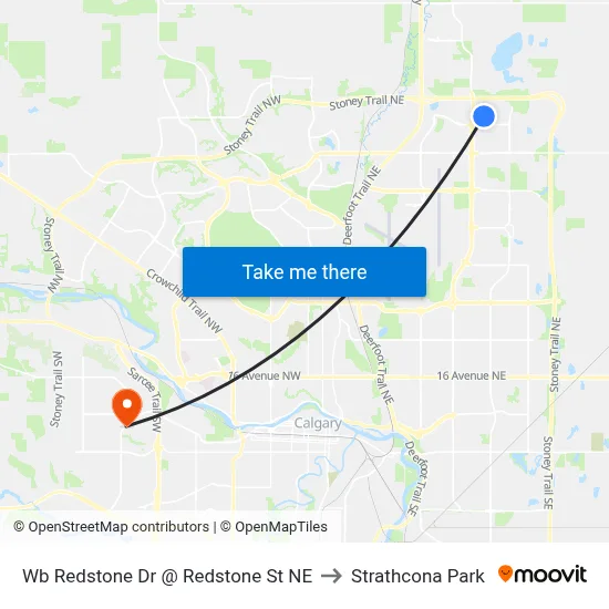Wb  Redstone Dr @  Redstone St NE to Strathcona Park map