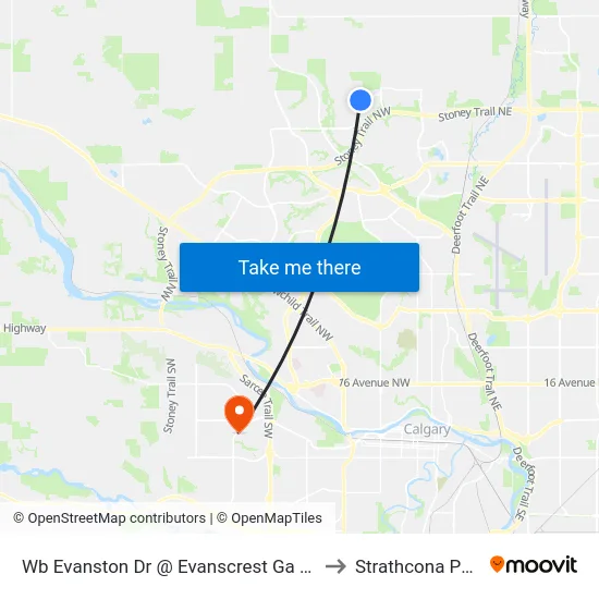 Wb Evanston Dr @ Evanscrest Ga NW to Strathcona Park map
