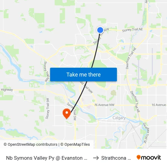 Nb Symons Valley Py @ Evanston Wy NW to Strathcona Park map