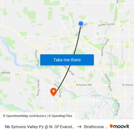 Nb Symons Valley Py @ N. Of Evanston Wy NW to Strathcona Park map