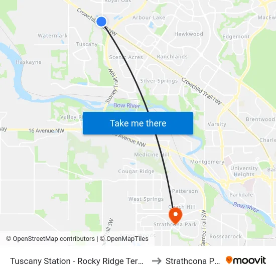 Tuscany Station - Rocky Ridge Terminal to Strathcona Park map