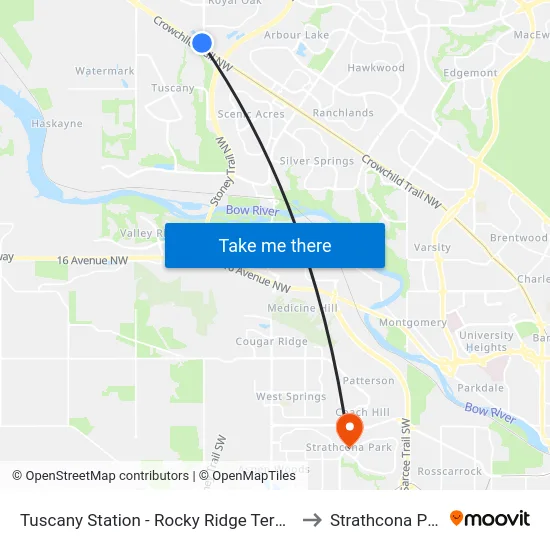 Tuscany Station - Rocky Ridge Terminal to Strathcona Park map