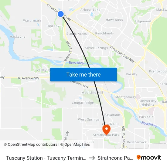 Tuscany Station - Tuscany Terminal to Strathcona Park map