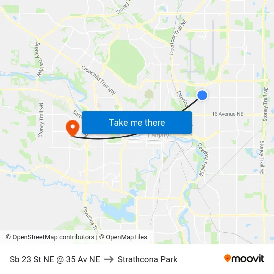 Sb 23 St NE @ 35 Av NE to Strathcona Park map