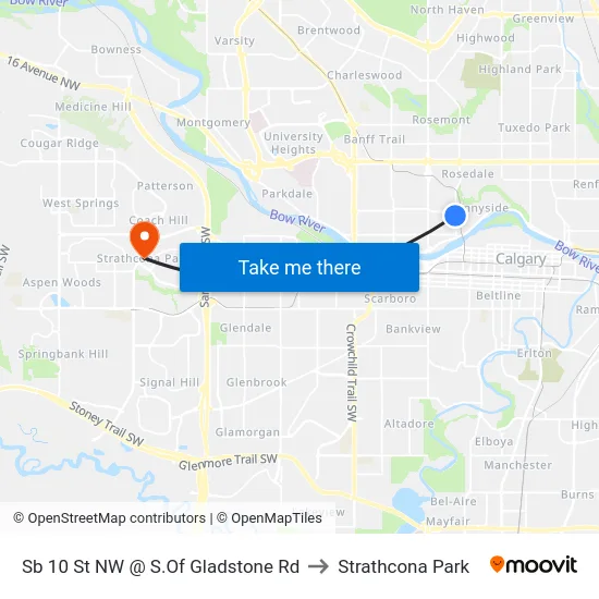 Sb 10 St NW @ S.Of Gladstone Rd to Strathcona Park map