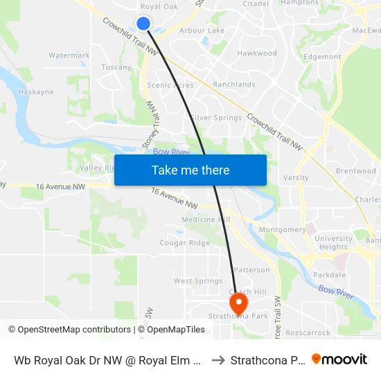 Wb Royal Oak Dr NW @ Royal Elm Dr NW to Strathcona Park map