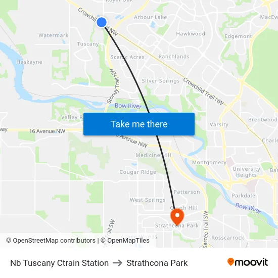 Nb Tuscany Ctrain Station to Strathcona Park map