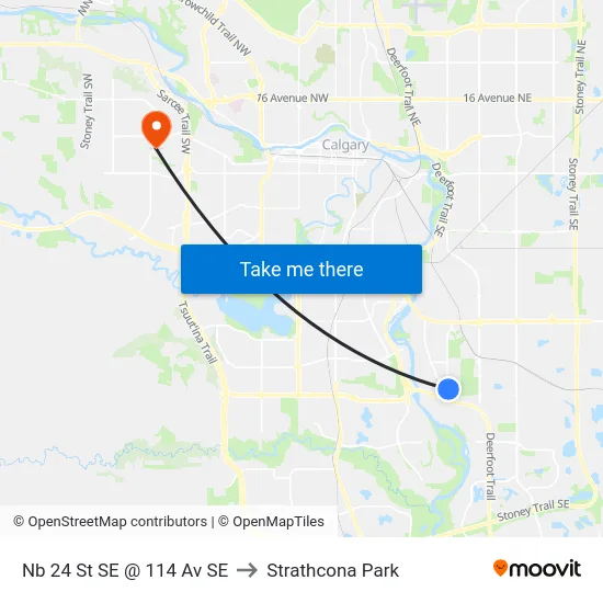 Nb 24 St SE @ 114 Av SE to Strathcona Park map
