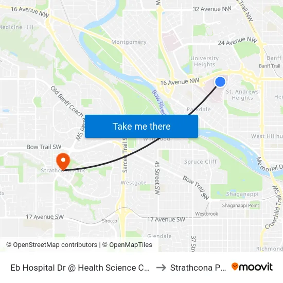 Eb Hospital Dr @ Health Science Ce NW to Strathcona Park map
