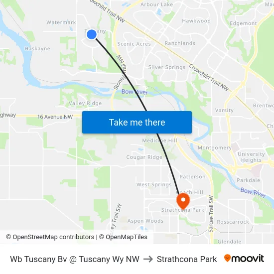 Wb Tuscany Bv @ Tuscany Wy NW to Strathcona Park map