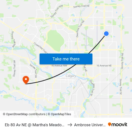 Eb 80 Av NE @ Martha's Meadows Dr to Ambrose University map