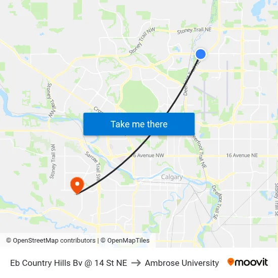 Eb Country Hills Bv @ 14 St NE to Ambrose University map