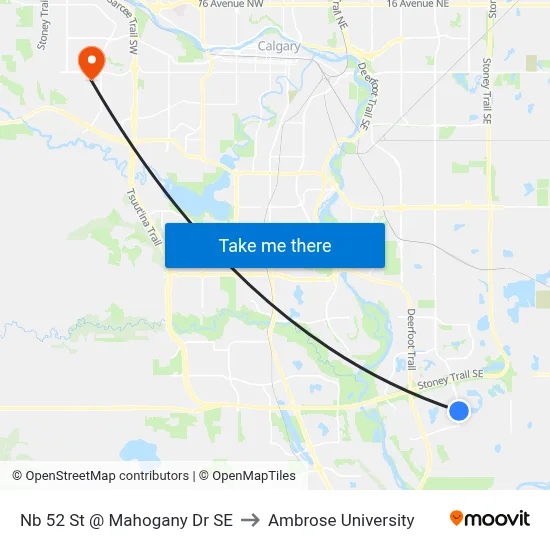 Nb 52 St @ Mahogany Dr SE to Ambrose University map