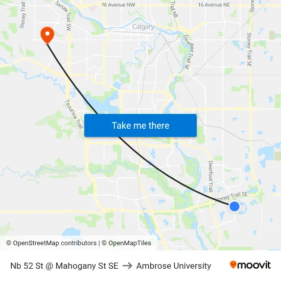 Nb 52 St @ Mahogany St SE to Ambrose University map