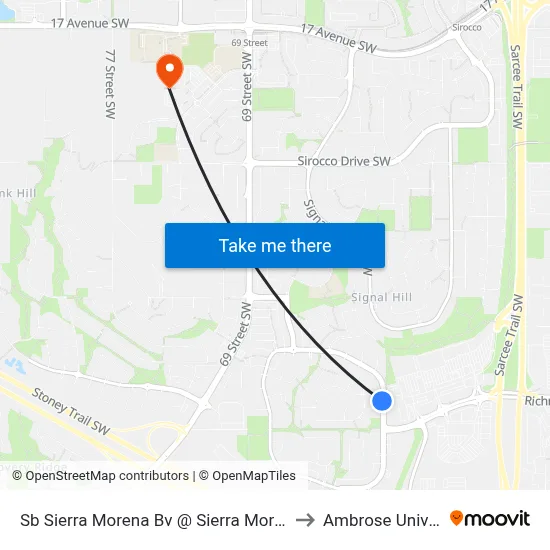 Sb Sierra Morena Bv @ Sierra Morena Ci SW to Ambrose University map