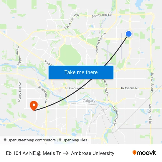 Eb 104 Av NE @ Metis Tr to Ambrose University map