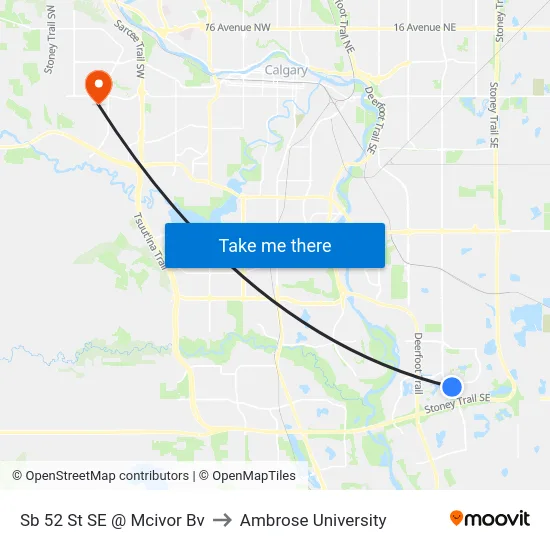 Sb 52 St SE @ Mcivor Bv to Ambrose University map