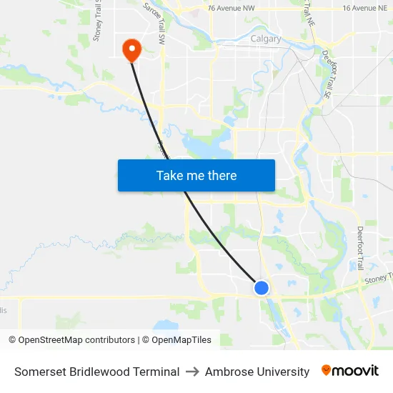 Somerset Bridlewood Terminal to Ambrose University map