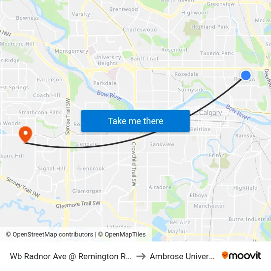 Wb Radnor Ave @ Remington Road to Ambrose University map