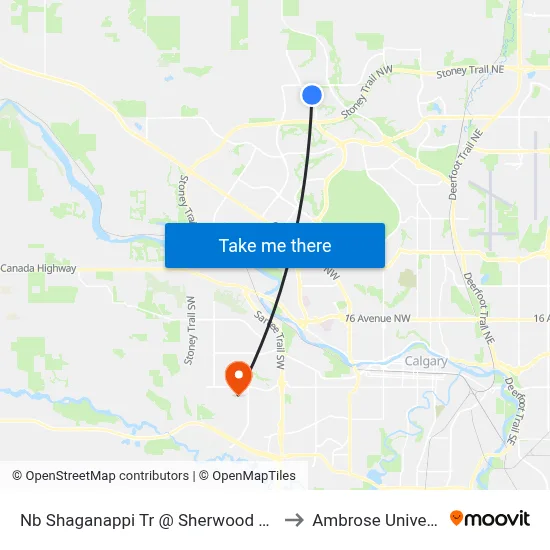 Nb Shaganappi Tr @ Sherwood Ga NW to Ambrose University map