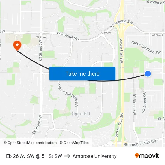 Eb 26 Av SW @ 51 St SW to Ambrose University map