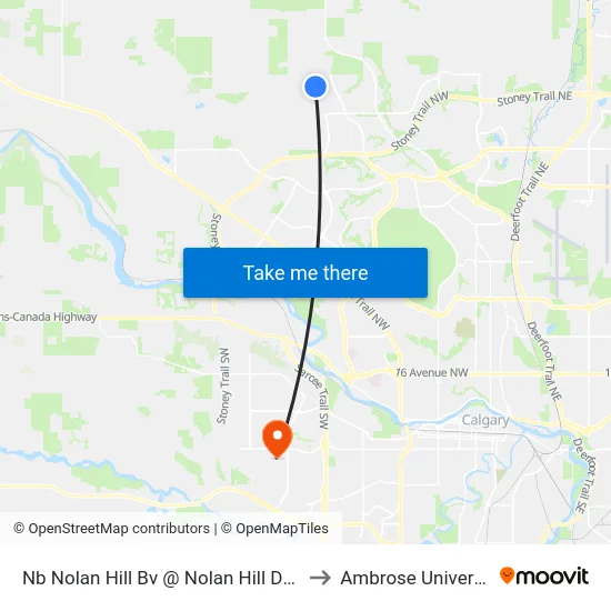 Nb Nolan Hill Bv @ Nolan Hill Dr NW to Ambrose University map