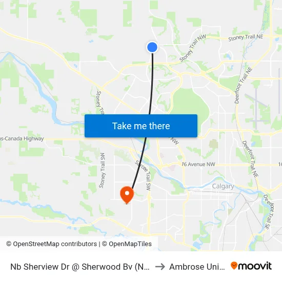Nb Sherview Dr @ Sherwood Bv (North Leg) NW to Ambrose University map