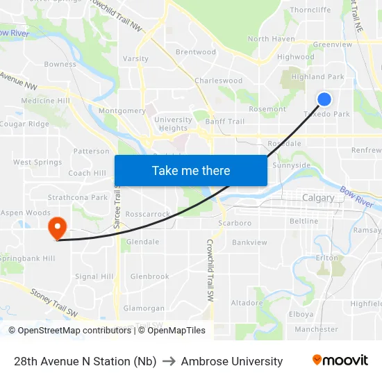 28th Avenue N Station (Nb) to Ambrose University map