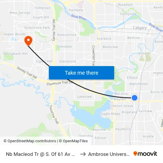 Nb Macleod Tr @ S. Of 61 Av SW to Ambrose University map