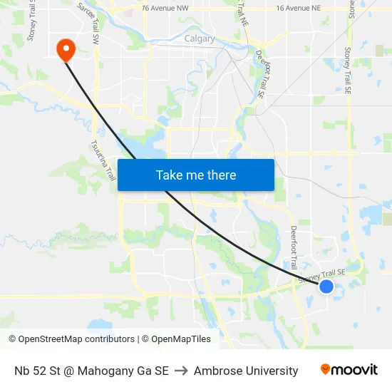 Nb 52 St @ Mahogany Ga SE to Ambrose University map
