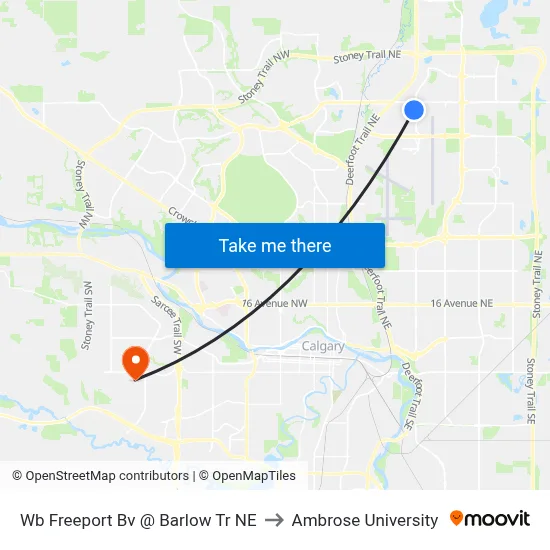 Wb Freeport Bv @ Barlow Tr NE to Ambrose University map