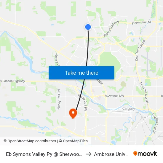 Eb Symons Valley Py @ Sherwood Dr NW to Ambrose University map